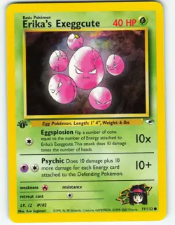Erika's Exeggcute - 1st Edition - 77/132 Gym Heroes- WOTC - Pokemon TCG - 2000 - Image 1