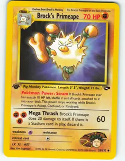 Brock's Primeape - 1st Edition - 35/132 Gym Challenge - Pokemon TCG - 2000 - Image 1