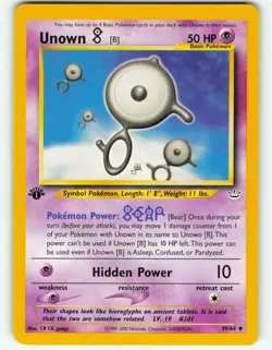 Unown [B] - 1st Edition - 39/64 Neo Revelation - Pokemon TCG - 2001 - Image 1