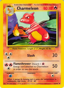 Charmeleon - 24/102 Base Set - WOTC Unlimited - Pokemon TCG - 1999 - Image 1