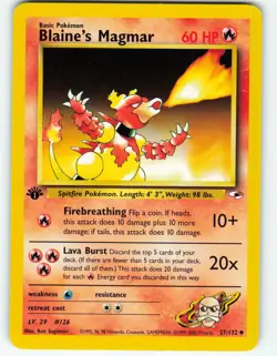 Blaine's Magmar - 1st Edition - 37/132 Gym Heroes - Pokemon TCG - 2000 - Image 1