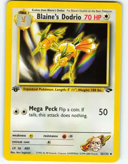 Blaine's Dodrio - 1st Edition - 32/132 Gym Challenge - Pokemon TCG - 2000 - Image 1