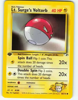 Lt. Surge's Voltorb - 1st Edition - 84/132 Gym Heroes- WOTC - Pokemon TCG - 2000 - Image 1