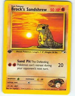 Brock's Sandshrew - 1st Edition - 72/132 Gym Heroes- WOTC - Pokemon TCG - 2000 - Image 1