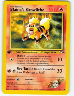 Blaine's Growlithe - 1st Edition - 35/132 Gym Heroes- WOTC - Pokemon TCG - 2000 - Image 1