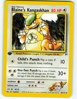 Blaine's Kangaskhan - 1st Edition - 36/132 Gym Heroes- WOTC - Pokemon TCG - 2000 - Image 1