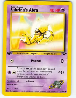 Sabrina's Abra - 1st Edition - 93/132 Gym Challenge - Pokemon TCG - 2000 - Image 1