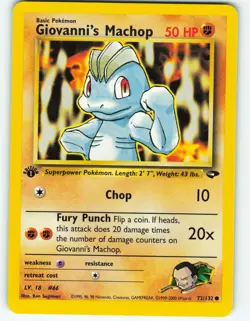 Giovanni's Machop - 1st Edition - 72/132 Gym Challenge - Pokemon TCG - 2000 - Image 1