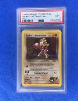 2000 Rocket's Hitmonchan 011/132 Gym Heroes Holo Pokemon Card PSA 9 - Image 1