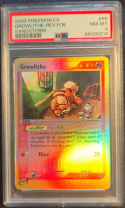 2003 Pokemon EX Sandstorm Growlithe Reverse Holo 65/100 PSA 8 - Image 1