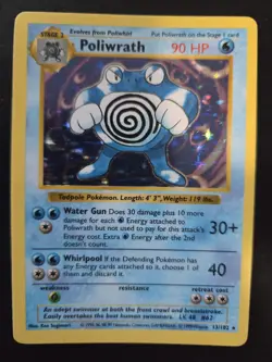 Poliwrath 13/102 Shadowless Holo - Pokemon 1999 Base Set LP - Image 1