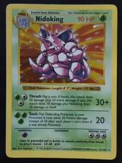 Nidoking 11/102 Shadowless Holo - Pokemon 1999 Base Set LP - Image 1