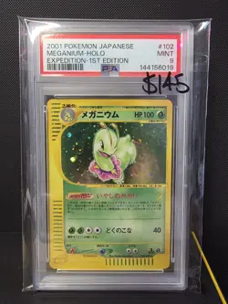 Pokemon Expedition Japanese 1st Edition Meganium 102/128 PSA 9 - Image 1