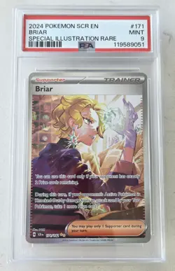 2024 POKEMON SCR EN-STELLAR CROWN SPECIAL ILLUSTRATION RARE #171 BRIAR PSA 9 - Image 1