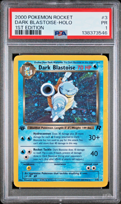 HUGE SWIRL 1ST EDITION PSA 1 2000 Team Rocket Dark Blastoise 3/82 Holo Pokemon - Image 1