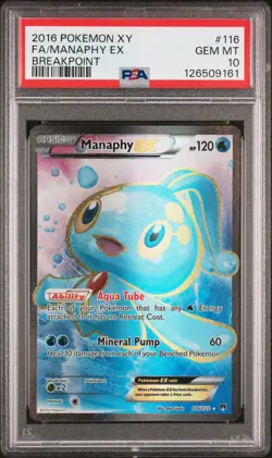 2016 POKEMON XY BREAKPOINT MANAPHY EX #116 FULL ART PSA 10 GEM MINT #126509161 - Image 1