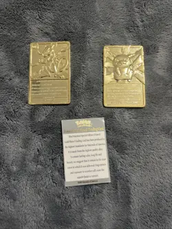Pokemon Pikachu & MewTwo 23k Gold Plated Card! 1999 Nintendo #25 & Certificate - Image 2