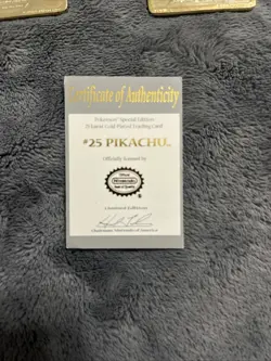 Pokemon Pikachu & MewTwo 23k Gold Plated Card! 1999 Nintendo #25 & Certificate - Image 4