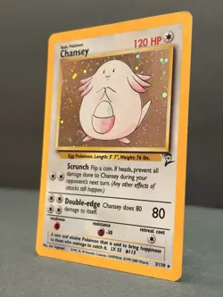 Chansey 3/130 Base Set 2 Holo Rare MP Pokemon Card WOTC Vintage - Image 2