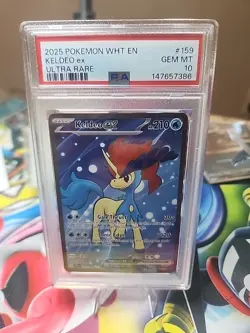 2025 POKEMON WHT EN-WHITE FLARE ULTRA RARE #159 KELDEO EX PSA 10 - Image 1