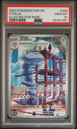 STEELIX 2023 Pokemon Paradox Rift #208 Illustration Rare PSA 10 GEM MINT - Image 1