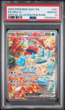 2025 POKEMON WHT EN-WHITE FLARE SPECIAL ILLUSTRATION RARE #167 KELDEO EX PSA 10 - Image 1