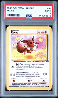 1999 Pokemon Jungle Eevee #51 PSA 9 MINT - Image 1