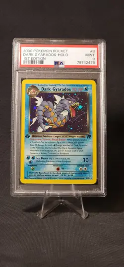 Pokemon 1st Edition Team Rocket Dark Gyarados Holo 8/82 PSA 9 - Image 1