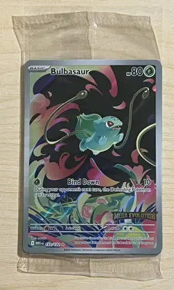 Pokemon Bulbasaur MEGA Full Art Holo Stamped Card 133/132 ME01 EN TCG Plant - Image 1