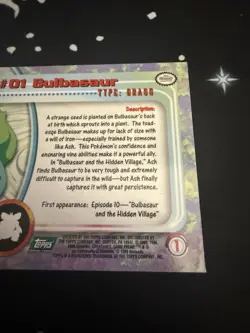 BULBASAUR #01, Series 1 - 2000, Topps TV Animation Chrome Pokemon Card Holo - Image 5