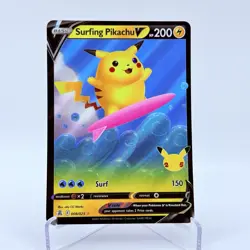 SURFING PIKACHU V 008/025 - Ultra Rare - Celebrations - Pokemon Trading Card TCG - Image 1