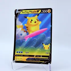 SURFING PIKACHU V 008/025 - Ultra Rare - Celebrations - Pokemon Trading Card TCG - Image 2