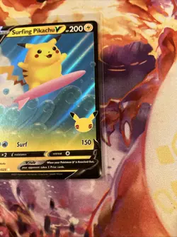SURFING PIKACHU V 008/025 - Ultra Rare - Celebrations - Pokemon Trading Card TCG - Image 3