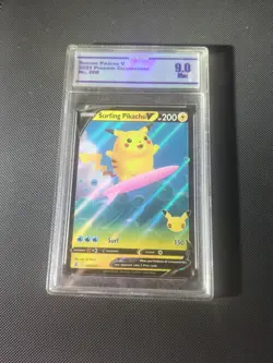 Pokemon TCG Surfing Pikachu V Celebrations 008/025 Holo Ultra Rare CCG Mint 9 - Image 1