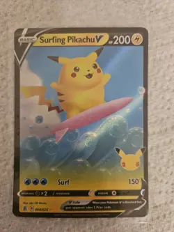 Surfing Pikachu V 008/025 Ultra Rare Celebrations 2021 - Pokemon Card TCG (NM) - Image 1