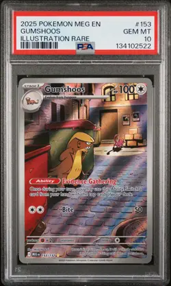 2025 POKEMON MEG EN-MEGA EVOLUTION ILLUSTRATION RARE #153 GUMSHOOS PSA 10 - Image 1