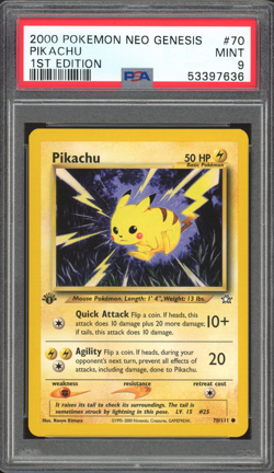 PIKACHU 70/111 NEO GENESIS 1ST EDITION POKEMON PSA 9 MINT - Image 1