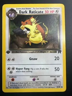 Dark Raticate 51/82 1st Edition Team Rocket Common Pokemon Card WOTC - Image 1