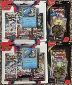 Pokemon 2 x Stellar Crown 3 Pack + 2 x Phantasmal Flames Single Blisters Cards - Image 1