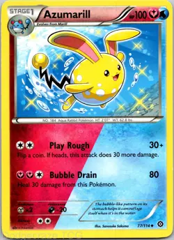 Azumarill 77/114 Uncommon Steam Siege Pokemon LP - Image 1
