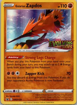 Galarian Zapdos SWSH124 Promo SWSH Black Star Pokemon NM - Image 1
