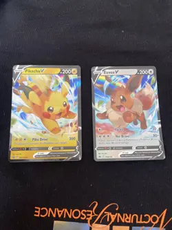 Pikachu V & Eevee V SWSH285 108/159 Ultra Rare Holo Pokemon TCG Crown Zenith NM - Image 1