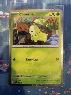 Pokemon Chikorita Basic Black Star Promo MEP 069 Leaf Type 70 HP EN - Image 1