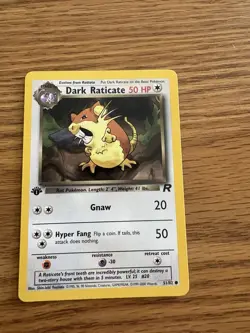 Dark Raticate 51/82 First Edition Regular Common Team Rocket Pokemon TCG 2000 - Image 1