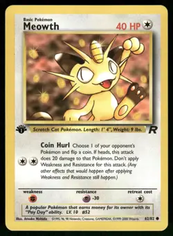 Meowth 62/82 Common Team Rocket Pokemon 1st Edition Lightly Played - Image 1