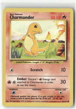 Pokemon 4th Print Charmander Common Base Set 046/102 NM - Image 1