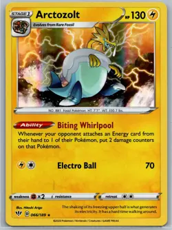 Arctozolt Holo Holo Rare SWSH03: Darkness Ablaze 066/189 NM Pokemon card - Image 1