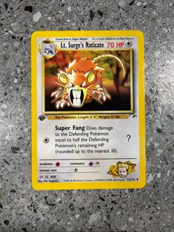Pokemon TCG Cards 1st Edition Lt. Surge's Raticate 51/132 Gym Heroes Uncommon NM - Image 1
