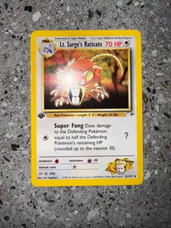 Pokemon TCG Cards 1st Edition Lt. Surge's Raticate 51/132 Gym Heroes Uncommon NM - Image 3