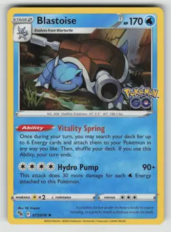 Blastoise Reverse Holofoil Holo Rare Pokemon GO 017/078 NM - Image 1